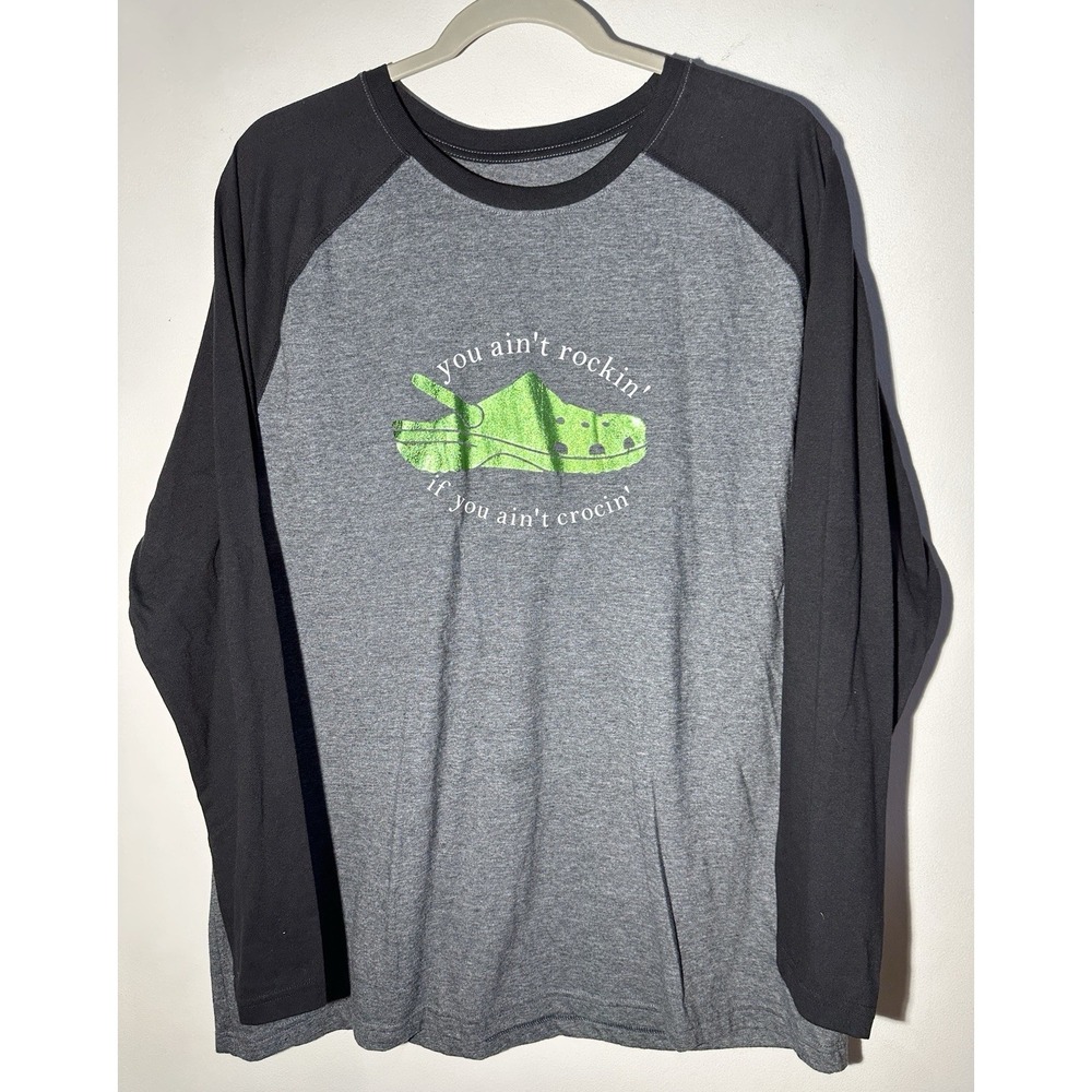 'You Ain't Rockin' If you Ain't Crocin' Crocs Metallic Long Sleeved Tee Shirt XL